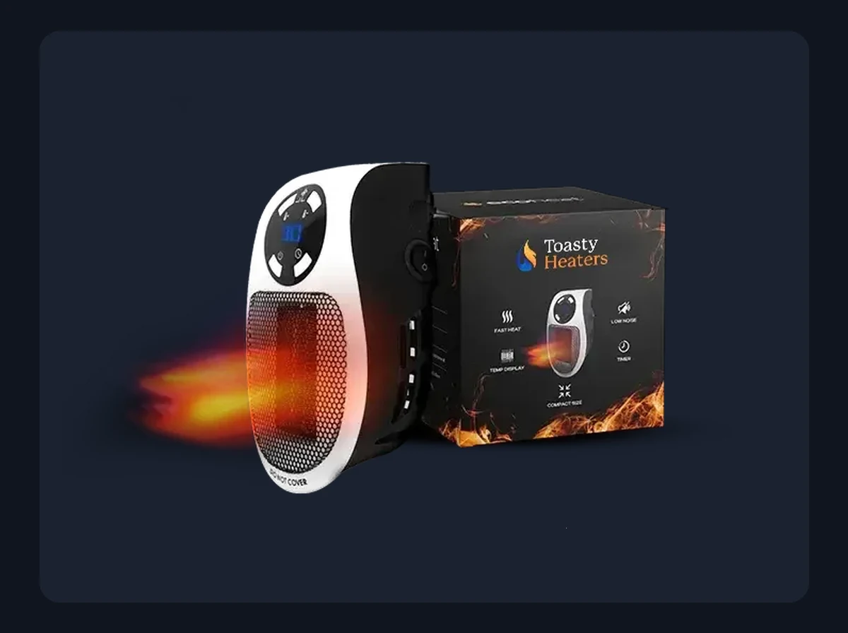 Toasty Heater™ 800W Plug-In Wall-Outlet PTC Ceramic Space Heater (2026 Model)